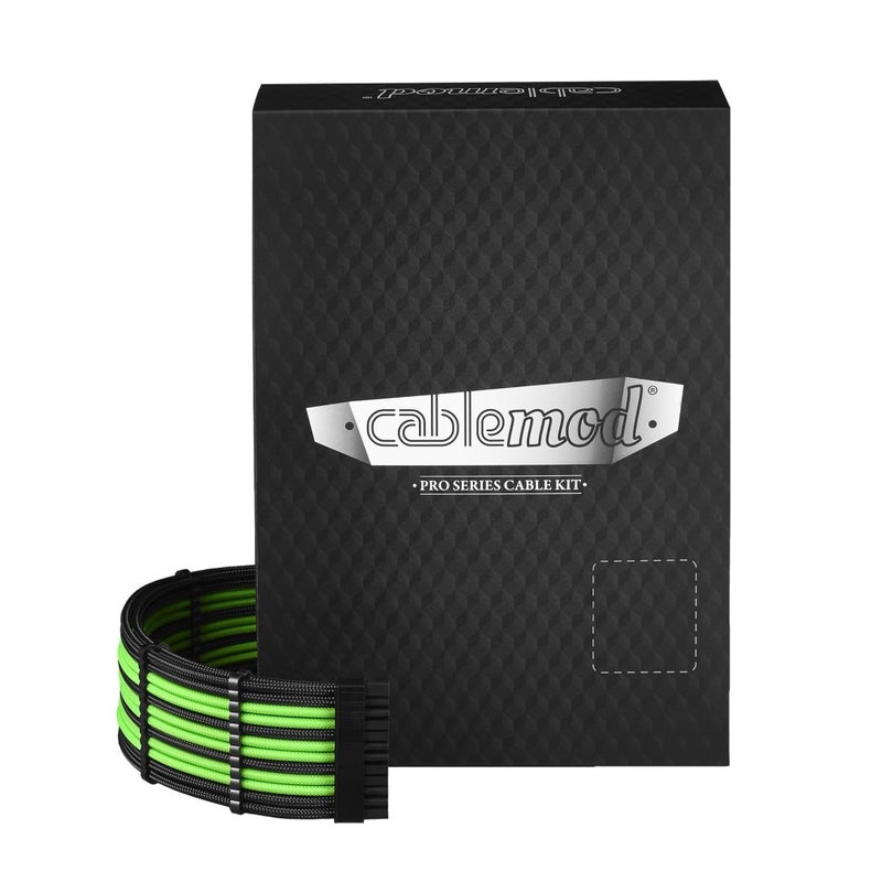 CableMod C-Series Pro ModMesh Sleeved Cable Kit for Corsair Type 4 RM Black Label/RMi/RMX (Black + Light Green) - Image 1
